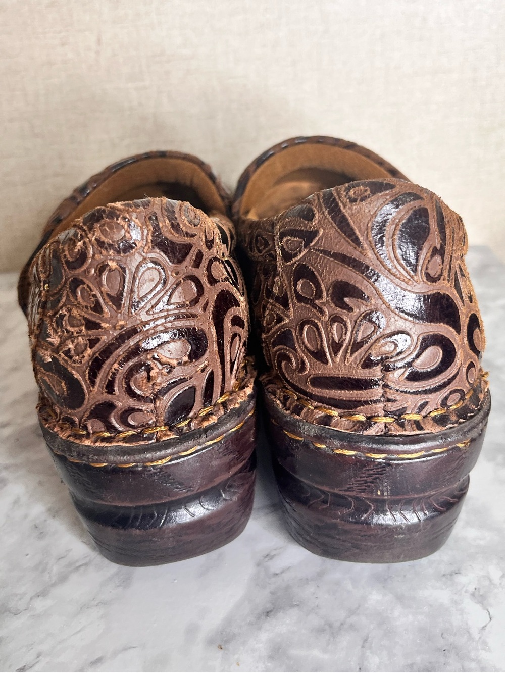b.o.c. Brown Laser-Cut Leather Clogs - Picture 6 of 9